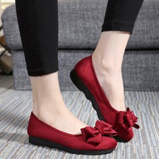 Womens Ballerina Dolly Pumps Ballet Flats Bow Slip On Ladies Casual Shoes Size