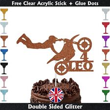 Personalised Motorbike Biker Cake Topper Any Name Age Birthday Party Decoration