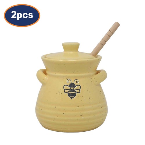 Ceramic honey pot wood - honey,