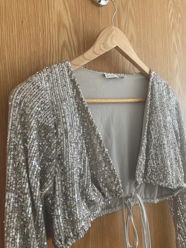 Silver sequin shrug - sequin,