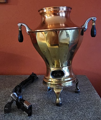 Vintage brass electric samovar - vintage,
