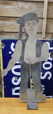 Vintage Wooden Dumb Waiter Figure Server Shop Display Advertising 75cm Folk Art