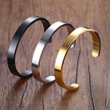 Silver/Gold/Black 6/8mm Stainless Steel Fashion Men's Half Cuff Bracelet Bangle