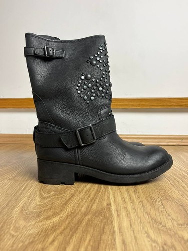 Ddp ash black leather studded - black,