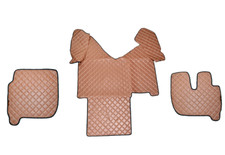 Brown Set Faux Leather Cabin Mats + Engine Cover for Iveco Stralis 2003-2013