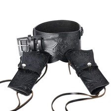 LT Western Leather Gun Holster Belt Carved .22 Cal Black Dual 3-5 day deliver N