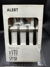 Vintage Ikea Alert Cutlery Set - Stainless Steel With Black Plastic Handles BNIB