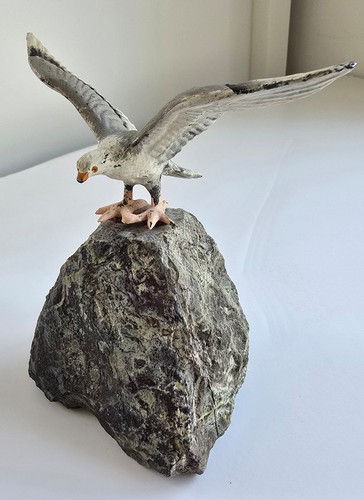 Vintage cold painted seagull - painted,