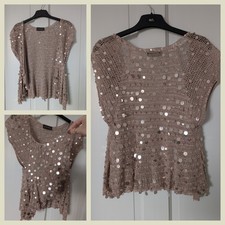 Principles Rose Gold Sequinned Bolero Jacket - Size S