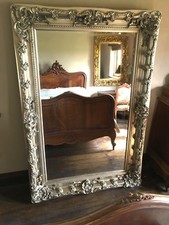 Large Antique Silver Statement Ornate Period French Over Mantle Wall Mirror 5FT 