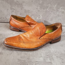 Oliver Sweeney Casual Shoes Men's Size 9 Tan Brown Leather Derby Brogue Slip On