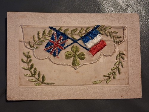 Ww1 silk postcard embroidered - silk,