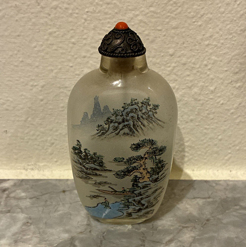 Chinese snuff painted glass - painted,