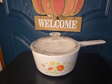 Vintage Corning WILDFLOWER 2.5 QT Saucepan/ Original Pyrex Lid EXCELLENT SHAPE