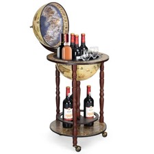 17" Wood Globe Wine Bar Stand