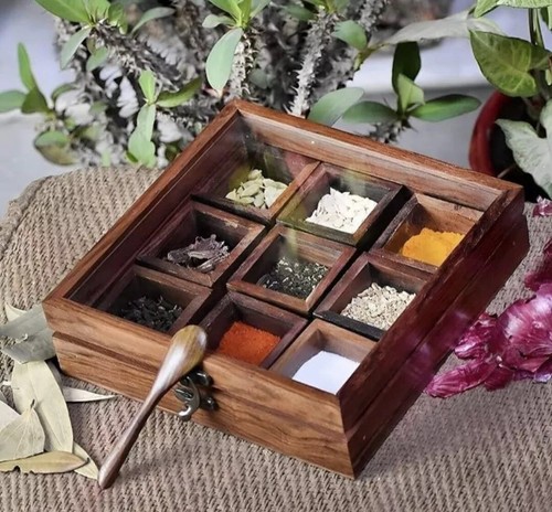 Wooden spice storage box - box, 9