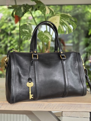 Fossil black leather shoulder - fossil,