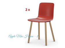 2x VITRA HAL RE WOOD Jasper Morrison Dining Chairs Red Oak Eames Not IKEA