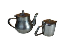 Pair of Teapots Stainless Steel Vintage Tea Coffee Pots Hot Water