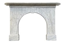 Antique marble fireplace surround Circa 1860 arched Victorian Carrara marble