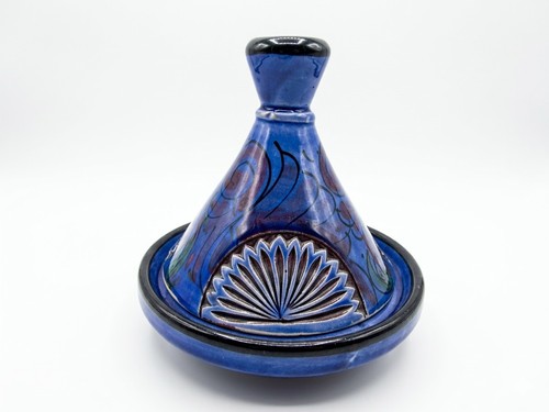 Handmade tagine blue glazed - blue,