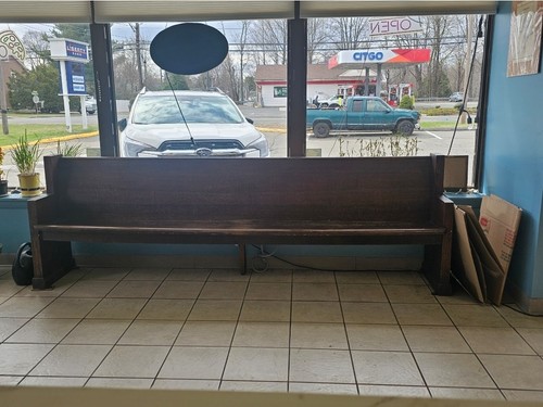 Antique wooden pew bench with - wooden,