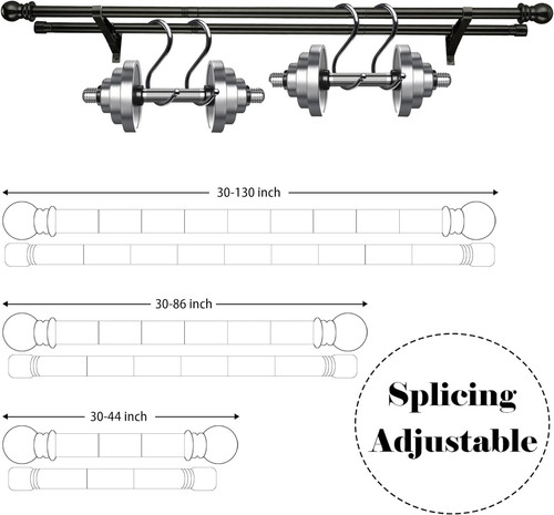 Double curtain pole black - -,