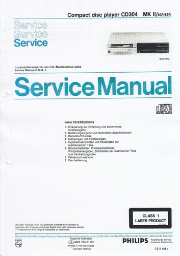 Service manual for - philips, cd