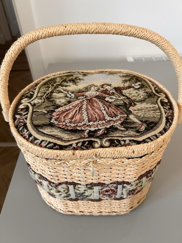 Vintage wicker sewing basket