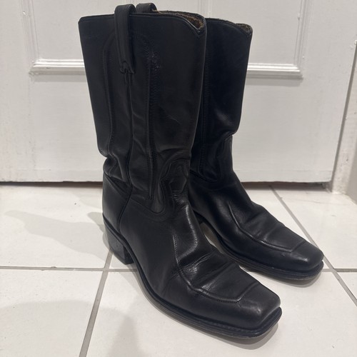Vintage black leather cowboy - vintage,