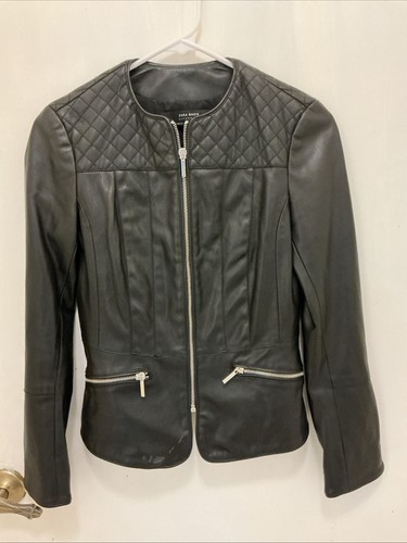 Zara basic black quilted faux - black,