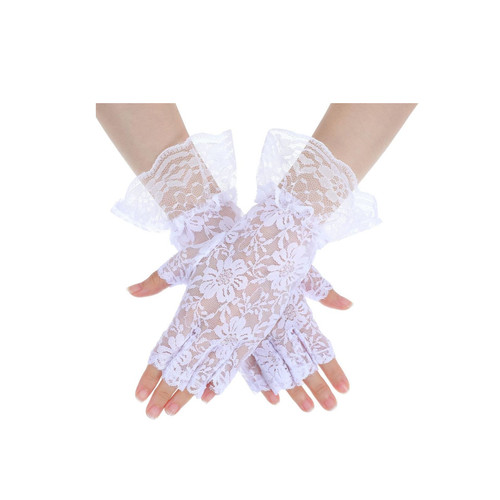 White lace gloves - lace, fingerless