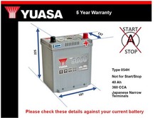 Battery fits MAZDA MX5 Mk4 1.5 2.0 2015 on Yuasa 054H 360A 40Ah 5Yr Warranty New