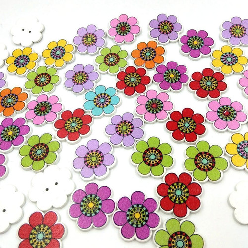 50pcs flower shaped wooden - flower,