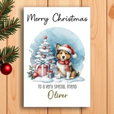 Personalised Shetland Sheepdog Christmas Card from the dog. Dog Lovers Card.
