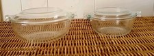 Vintage Lot of 2 PYREX 10 & 20 Ounce Small Clear Glass Casserole Dishs w/lids
