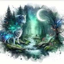 WOLF ENCHANTED FOREST FANTASY