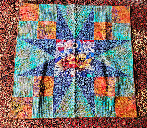 Art batik quilted throw - batik,