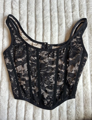Vintage black lace corset top - vintage,