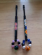 2 Ebony Lacquered Wood Lace