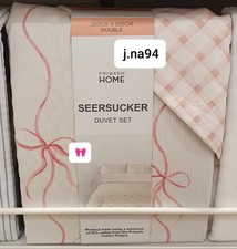 Primark Bow Design Size Double Seersucker Duvet Cover Set