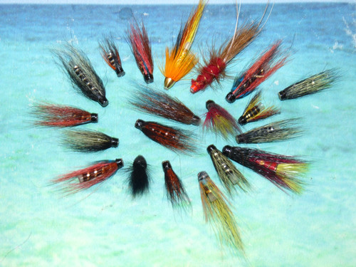 New salmon nylon tube flies - 19,