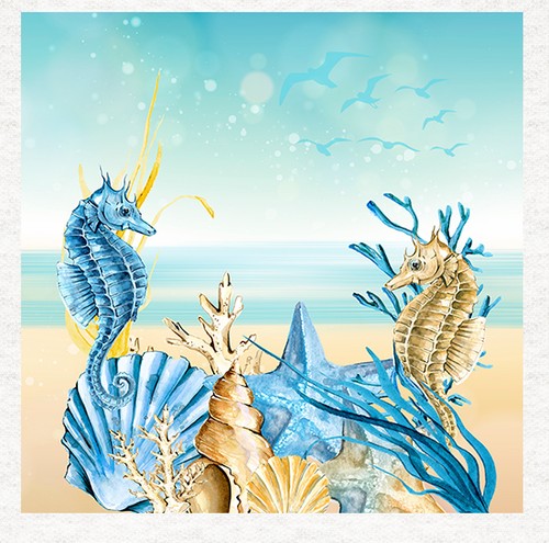 Nautical seaside shells - seaside,