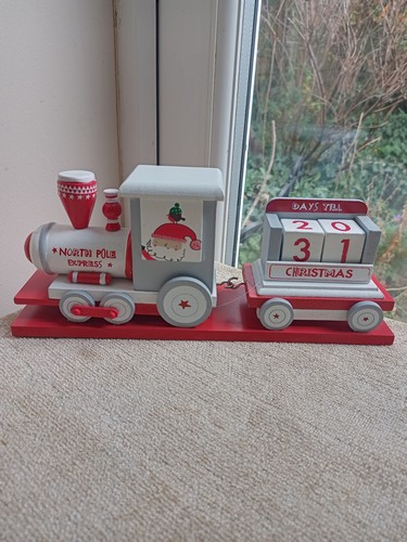 Wooden christmas santa - wooden, train