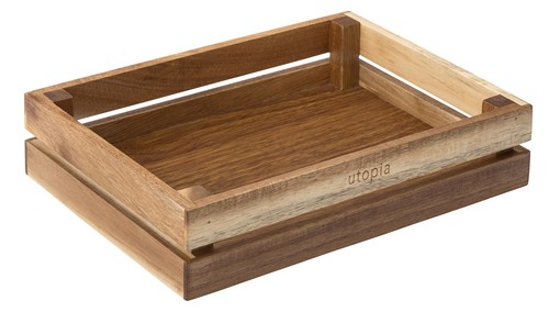 Crate tan acacia - crate, wooden