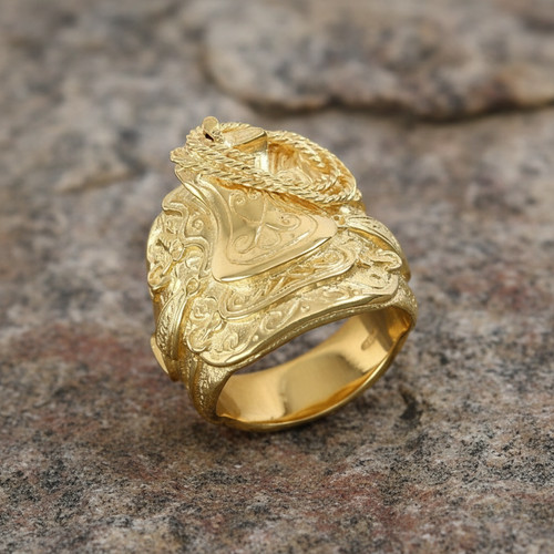 Heavy gold saddle ring men - heavy, men's