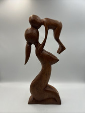 Mother & Child Hardwood Wooden Ornament Sculpture Figurine Wood Vgc