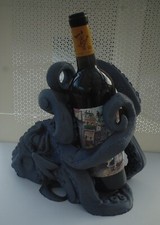 Large Novelty Octopus Wine / Spirit Bottle Holder in grey