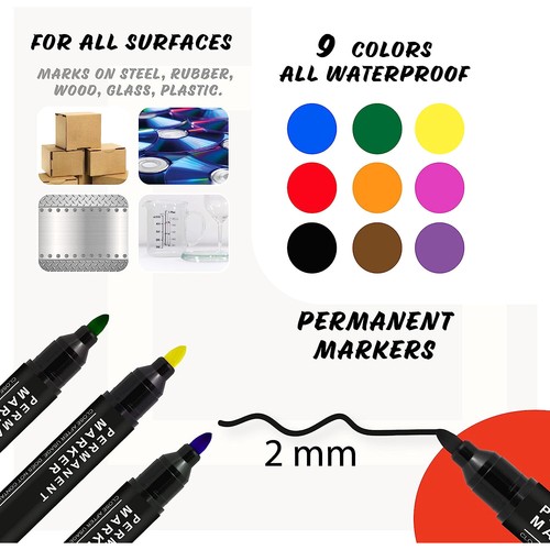 Permanent marker pens - 2.0, mm