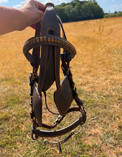 Brown leather driving harness - leather,